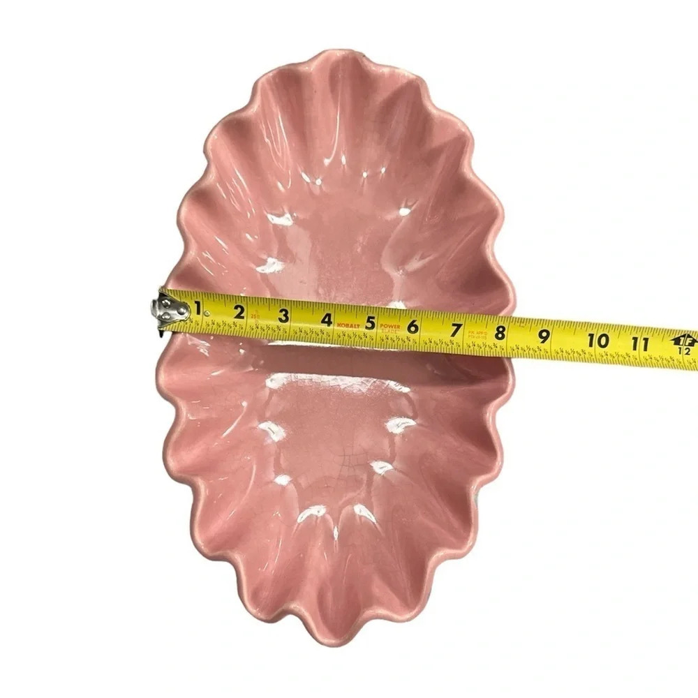 SOLD - Royal Haeger MCM ruffled rim vintage oblong console bowl in mauve - Picture 5 of 5